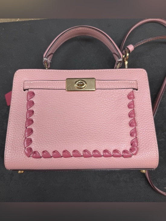 Coach Handbags - COACH Mini Leather Lane Top Handle Crossbody Purse with Whipstitch Pink Multi